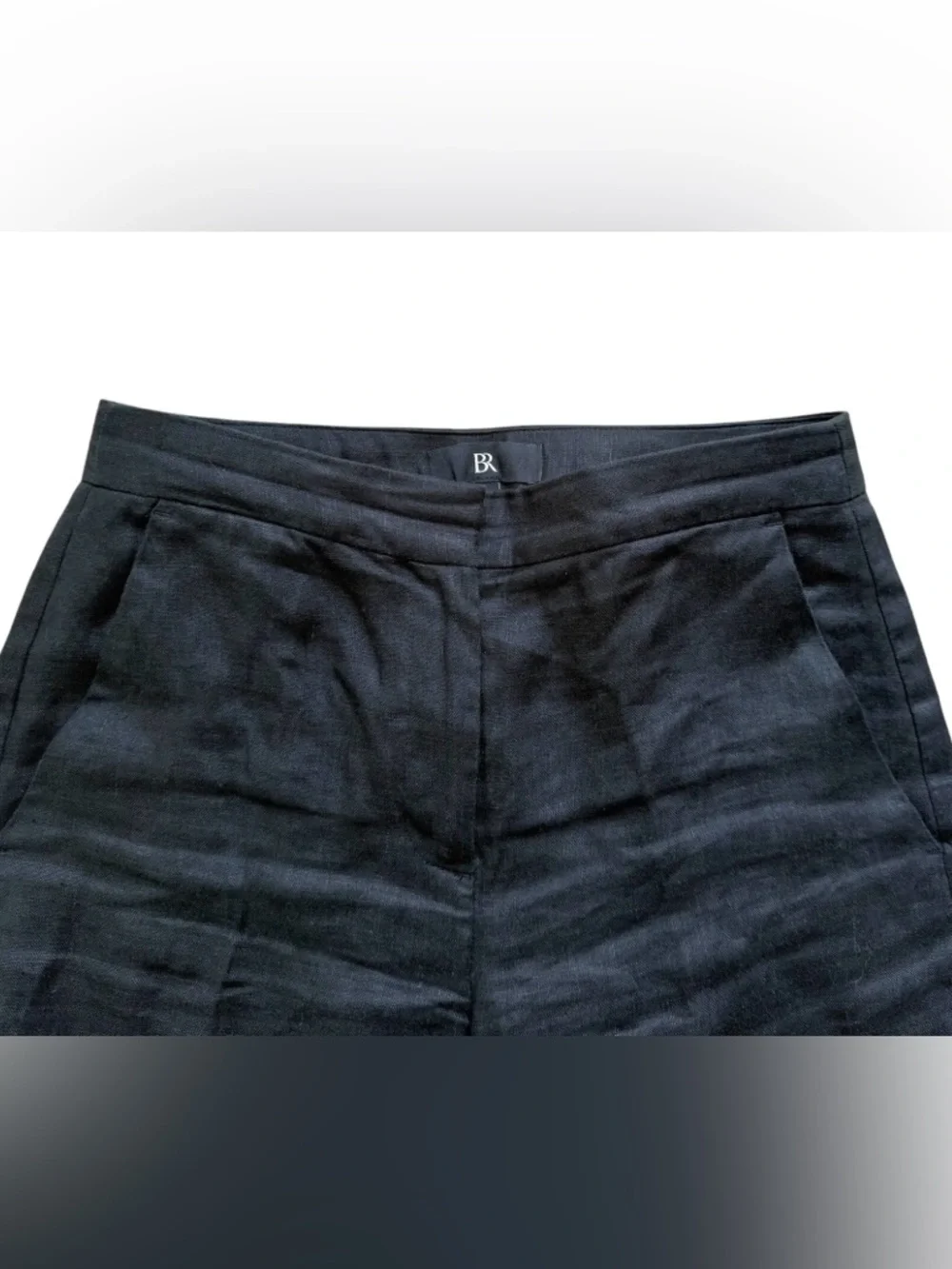 Banana Republic Linen Pants Womens 4 Black Straight Leg Lightweight Minimalist